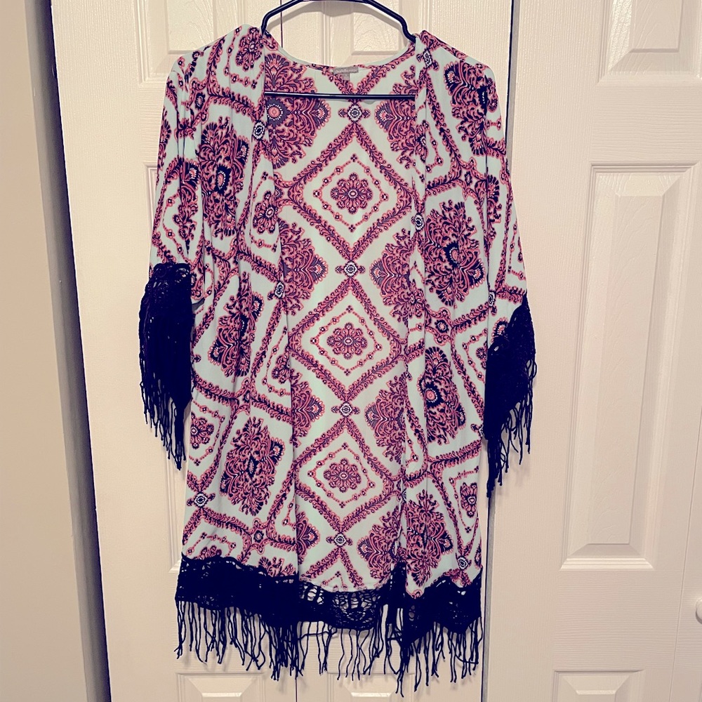 Chiffon cover up with tassels